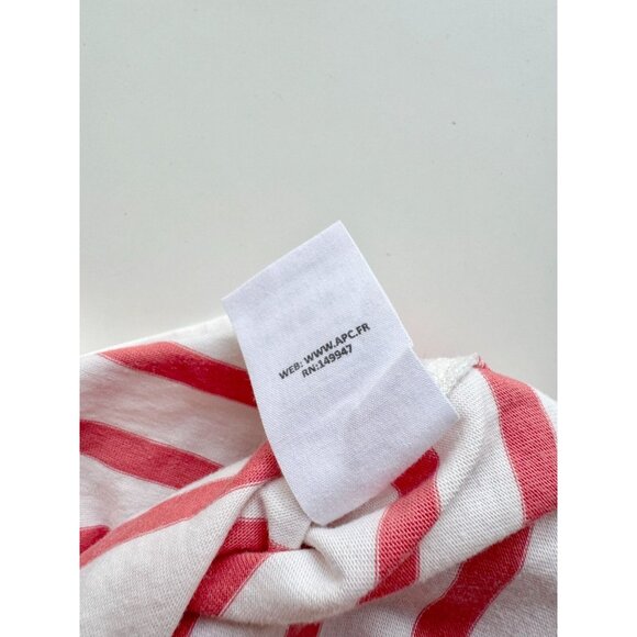 APC Ally Pink White Striped Cotton Jersey Boat Neck Sailor T-Shirt Top, Size - Picture 10 of 11